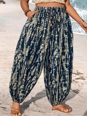 Boho Navy Printed Harem Pants